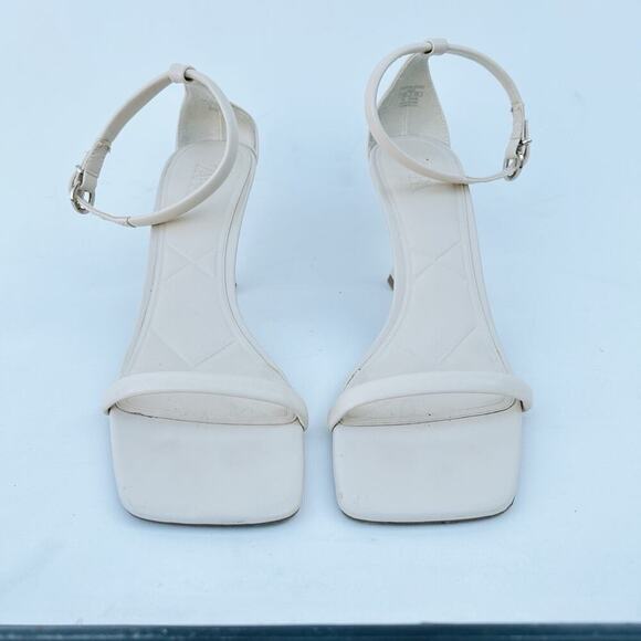 Zara White Cream Leather Ankle Heel Buckle Square Toe Heels Sandals 42 Straps 11 - Picture 6 of 14
